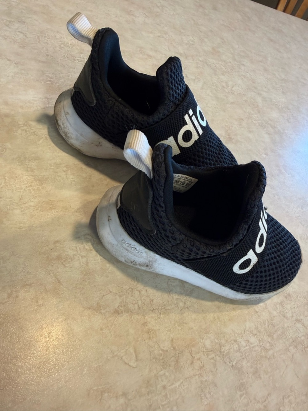 adidas Kids Black Slip-On Mesh Sneakers with White Logo